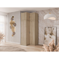 Rohová šatníková skriňa Melen 2D + nadstavec