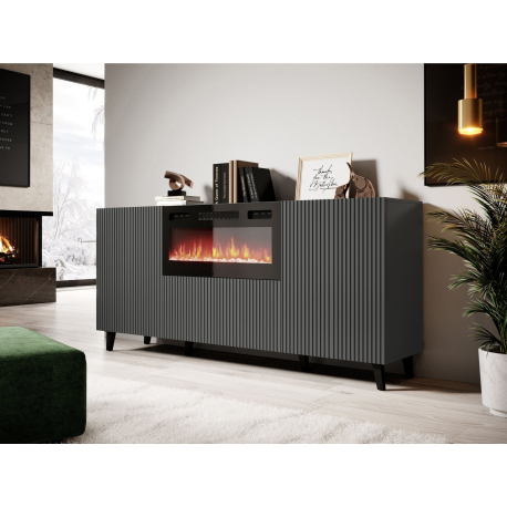Komoda s elektrickým krbom 180 Tilderi Grey