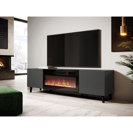 TV stolík/skrinka s krbom 180 Tilderi Grey