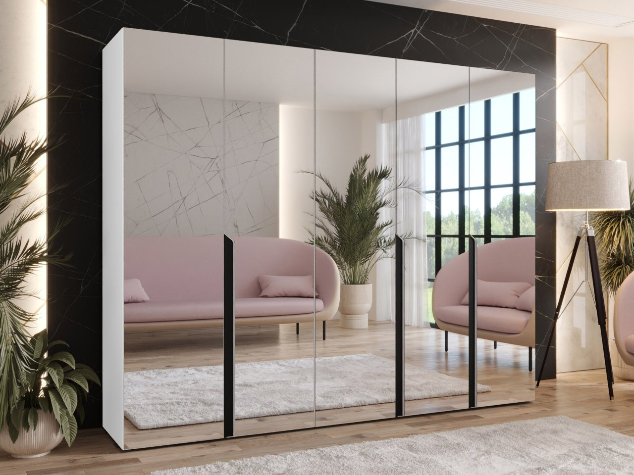 Šatníková skriňa so zrkadlom Frokow 3 250 cm Šatníková skriňa so zrkadlom Frokow 3 250 cm