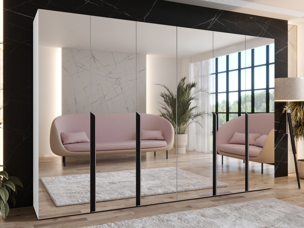 Šatníková skriňa so zrkadlom Frokow 3 300 cm Šatníková skriňa so zrkadlom Frokow 3 300 cm